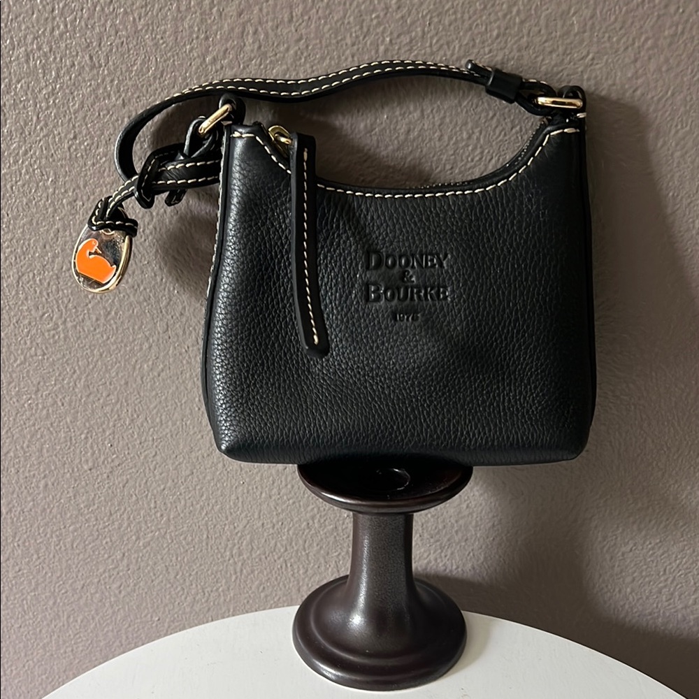 Dooney & Bourke Black Pebble Leather Mini Hobo Bag